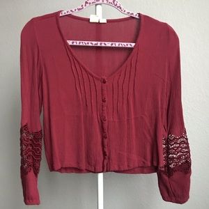 roxy long sleeve crop top